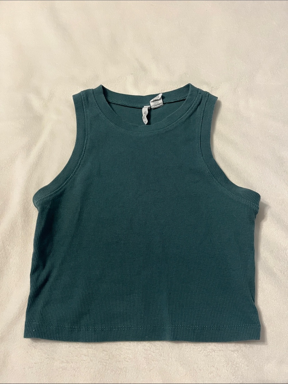 Tilly's Teal Ribbed Cropped Tank Top